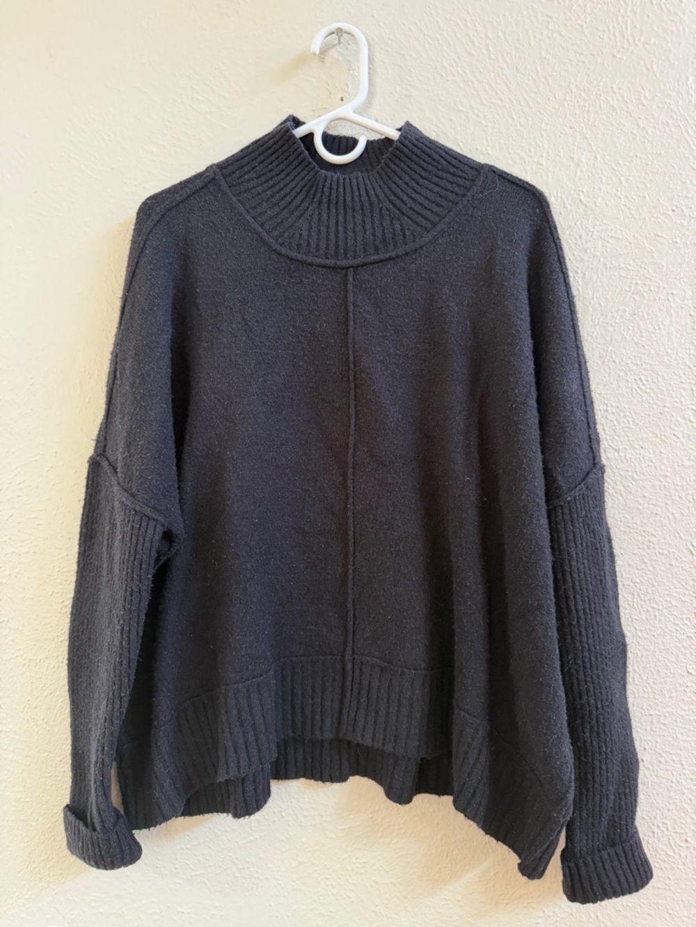 Maeve black oversized mock neck sweater